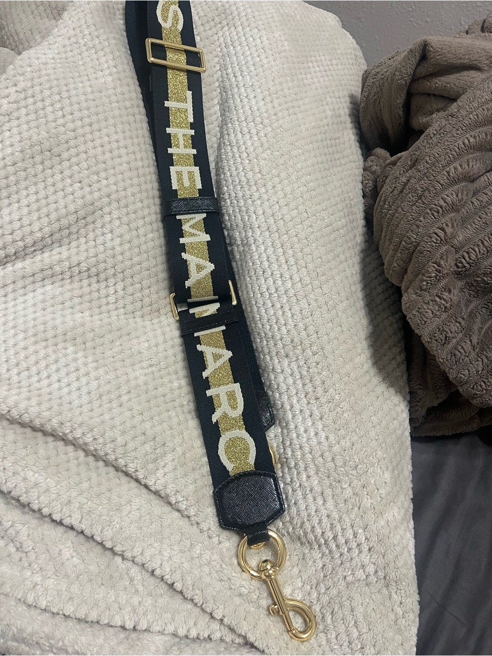 Marc Jacobs Black and Gold Logo Strap